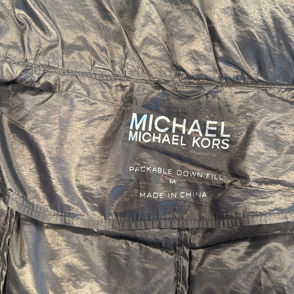 Michael Kors Gray Packable Down Fill Puffer Jacket Coat Women’s Size Medium - Picture 12 of 13
